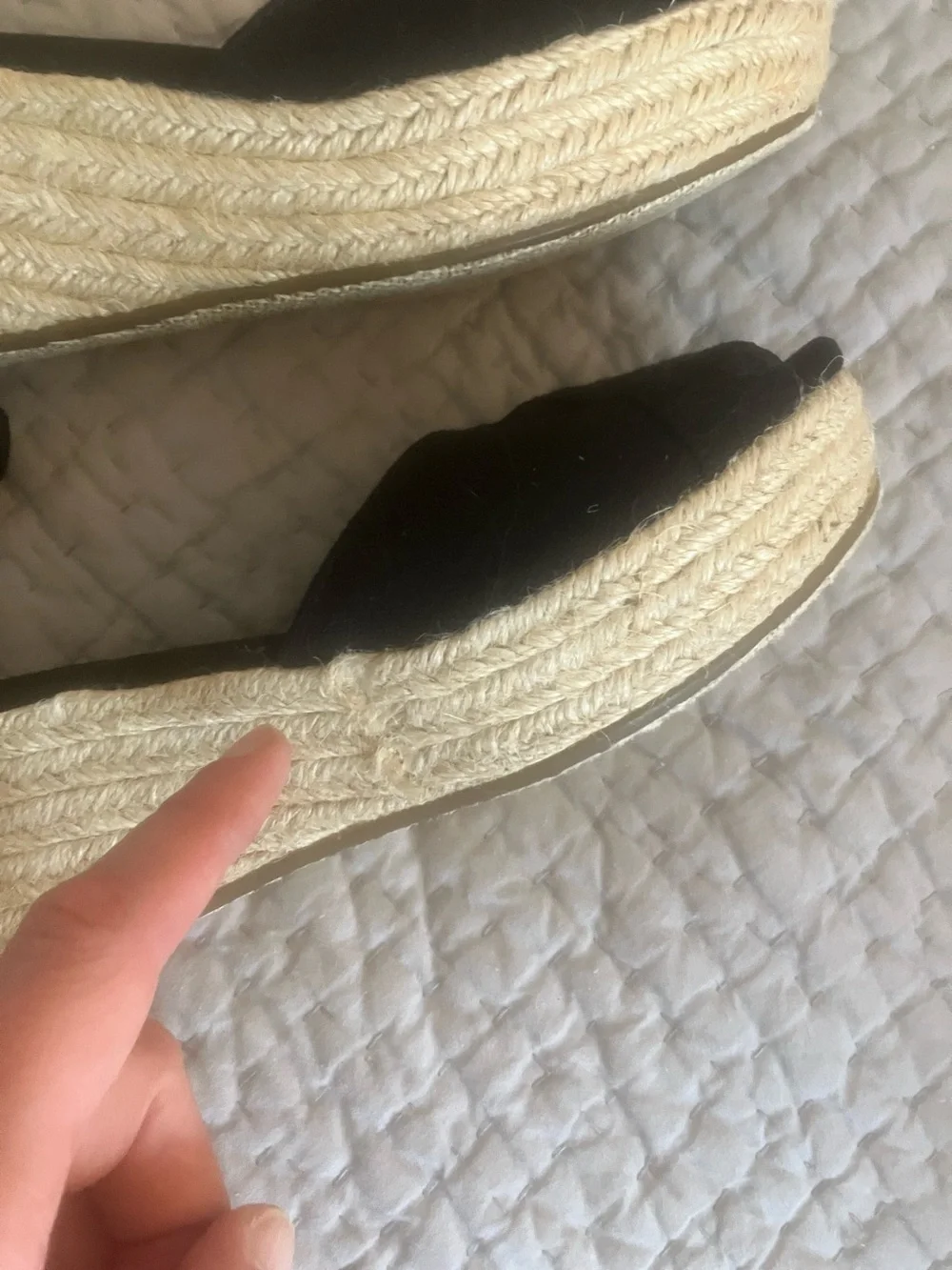 Toms Black Peep-Toe Ankle-Strap Wedge Sandals